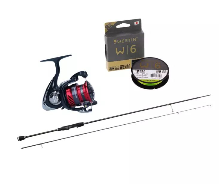 Westin W2 Streetstick spö + Daiwa Ninja 1000 rulle + Westin W6 flätlina - spinnset - Spöset - 57075494915081 - 1