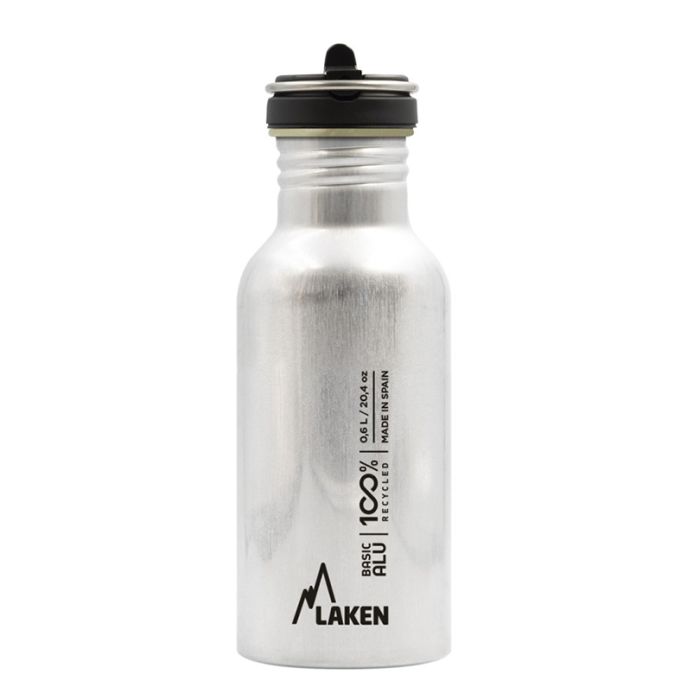 Laken Basic Flow Cap Aluminum Water Bottle 0.6L, Silver - Outdoor Dining - 8412544058553 - 1