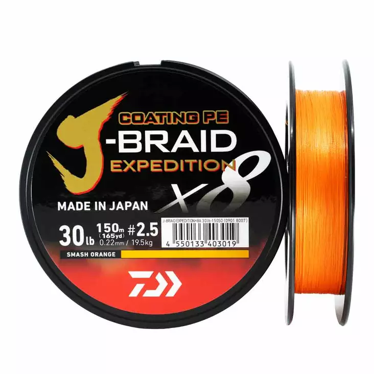 Daiwa J-Braid Expedition x8E 150m Smash Orange flätlina - Multifilament - 043178182666 - 1