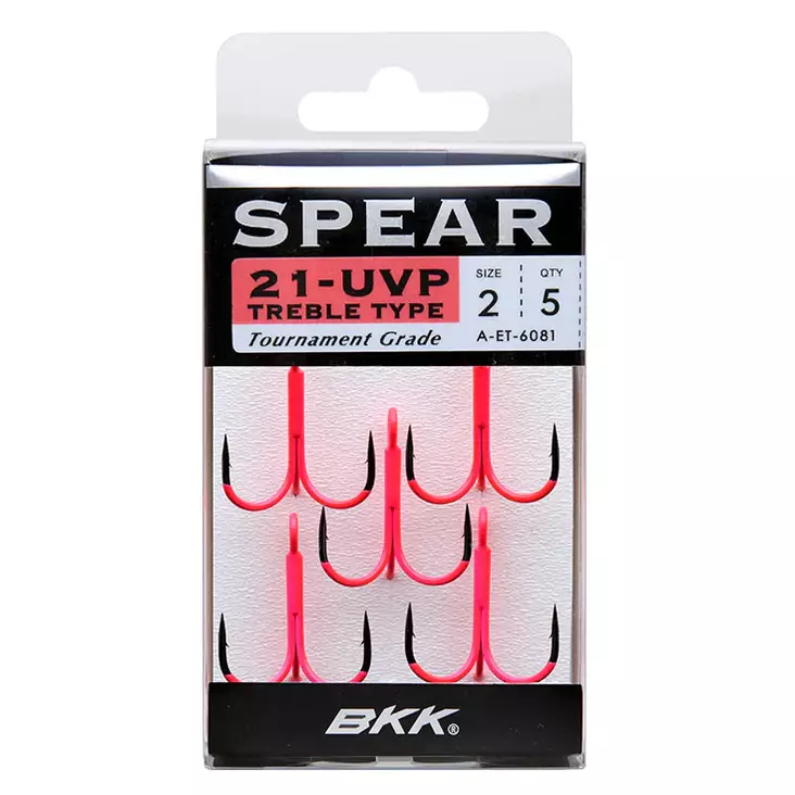 BKK 21-UVP Spear Treble UV-Pink Treble Hook - Locks, Scissors, Wigs, and Small Accessories - 6941780959918 - 1