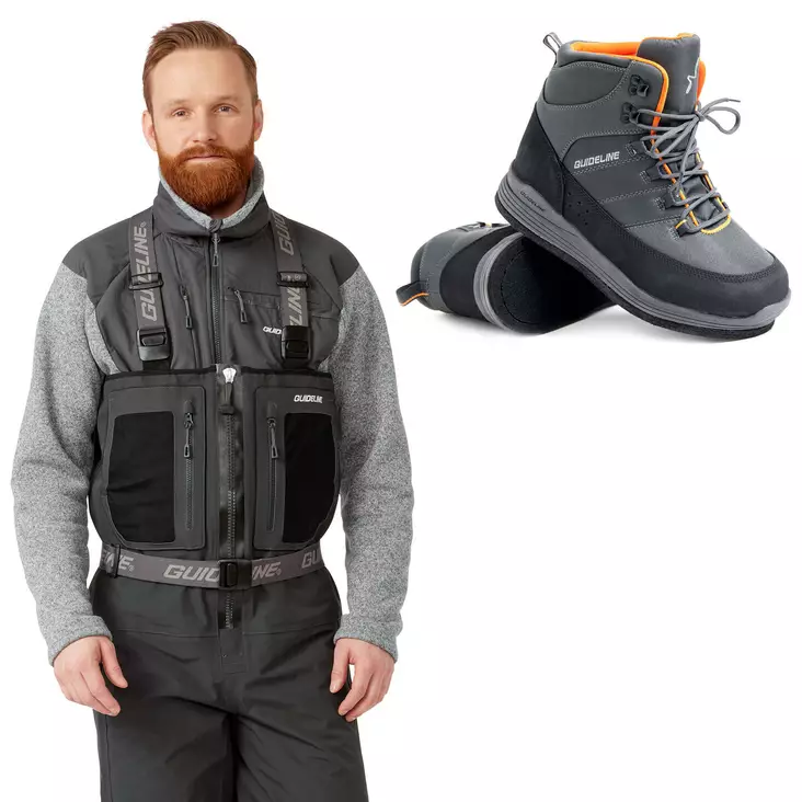 Guideline Laxa 2.0 Zip vadarbyxor + Guideline Laxa 3.0 Filtsulor vadarskor - vadningpaket - Vadarlånga byxor + sko -erbjudandepaket - LaxZSLax3H8 - 1