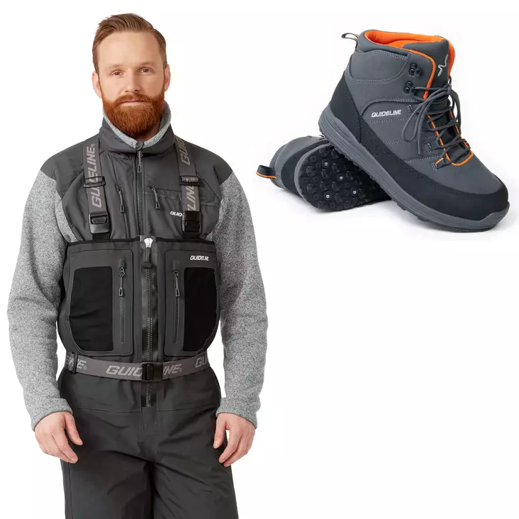 Guideline Laxa 2.0 Zip Waders + Guideline Laxa 3.0 Traction Wading Boots - Wading Package - Waders + Boot Offer Packages - LaxZSLax3T8 - 1