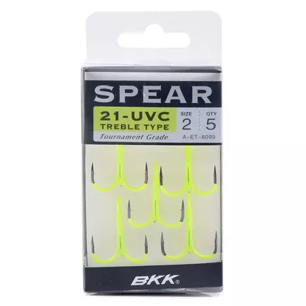 BKK 21-UVC Spear Treble UV-Chartreuse Treble Hook - Locks, Scissors, Wigs, and Small Accessories - 6941780919479 - 2