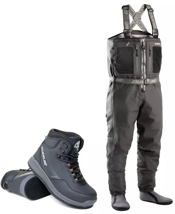 Guideline Laxa Zip vadarbyxor och Guideline Alta NGx filt vadarskor - vadarpaket - Vadarlånga byxor + sko -erbjudandepaket - LaxaZSAltaH9 - 1